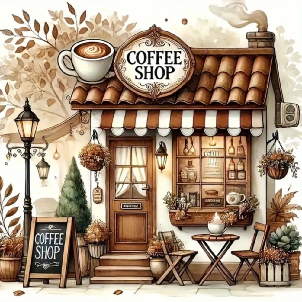 Coffee Shop DIY 5D Full Round Drill Diamond Painting